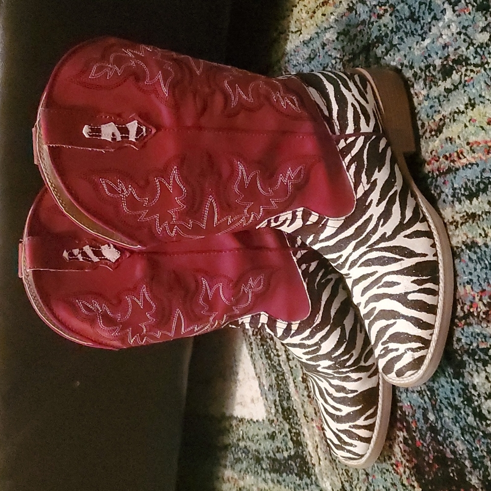 Red Sparkle Zebra Roper USA Boots